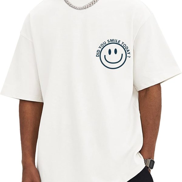 Heavyweight Cotton Graphic Oversized T Shirt Smile Face