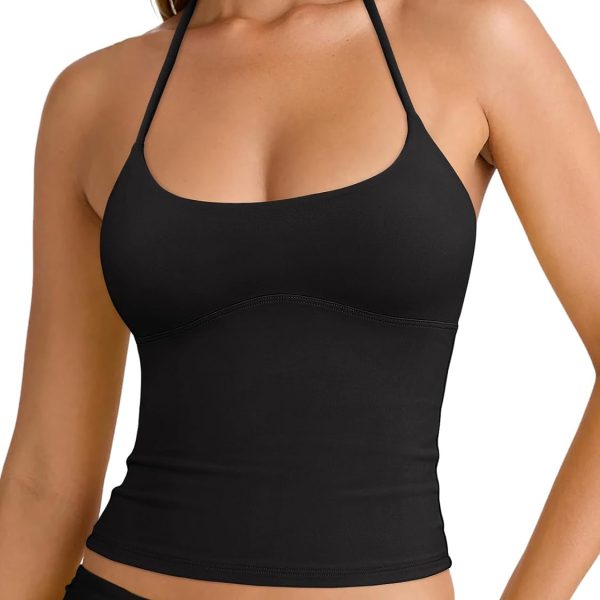 Women Sexy Halter Backless Double Lined Tank Top Y2k Trendy Camisole Crop Tops