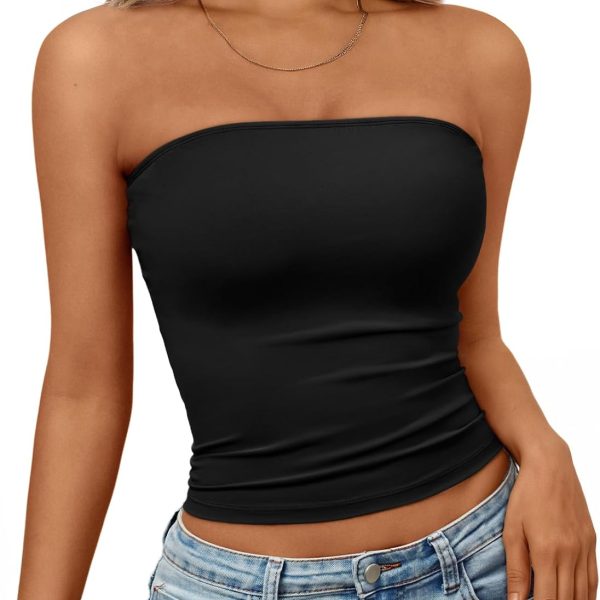 Women Strapless Bandeau Crop Top
