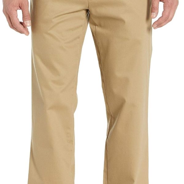 Men straight fit khaki pants, stretch cotton