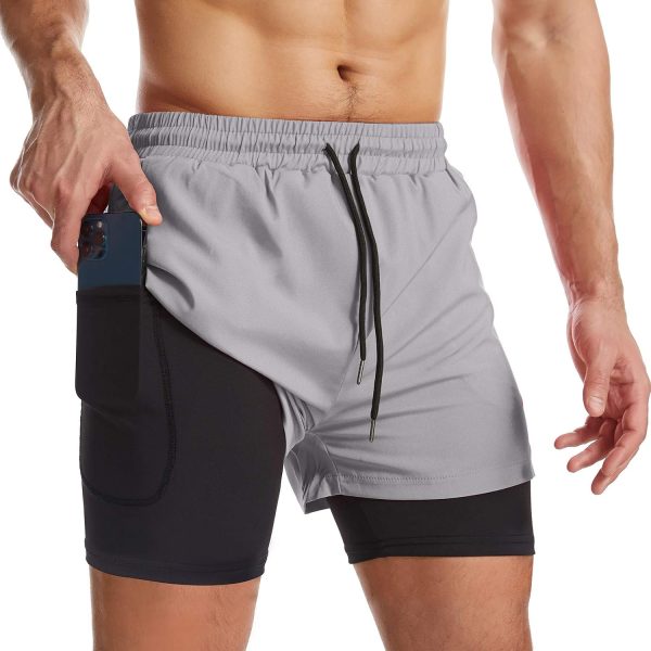 2 in 1 Quick Dry Running Shorts with Liner and Zip Pockets