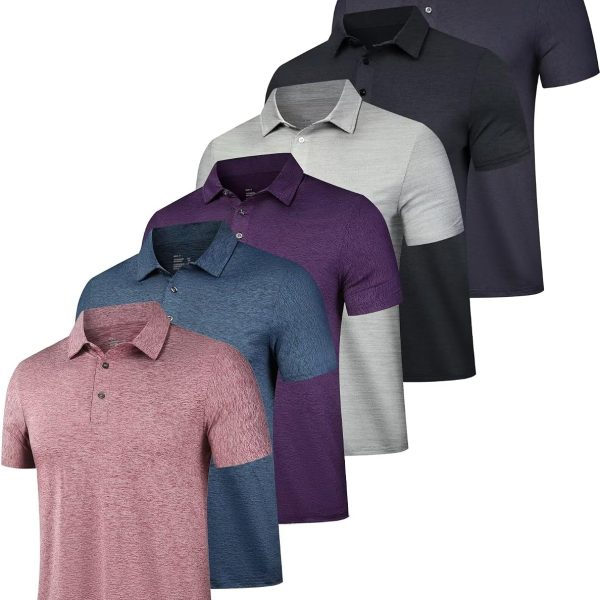 6 Pack Performance Short Sleeve Polo Shirt Moisture Wicking
